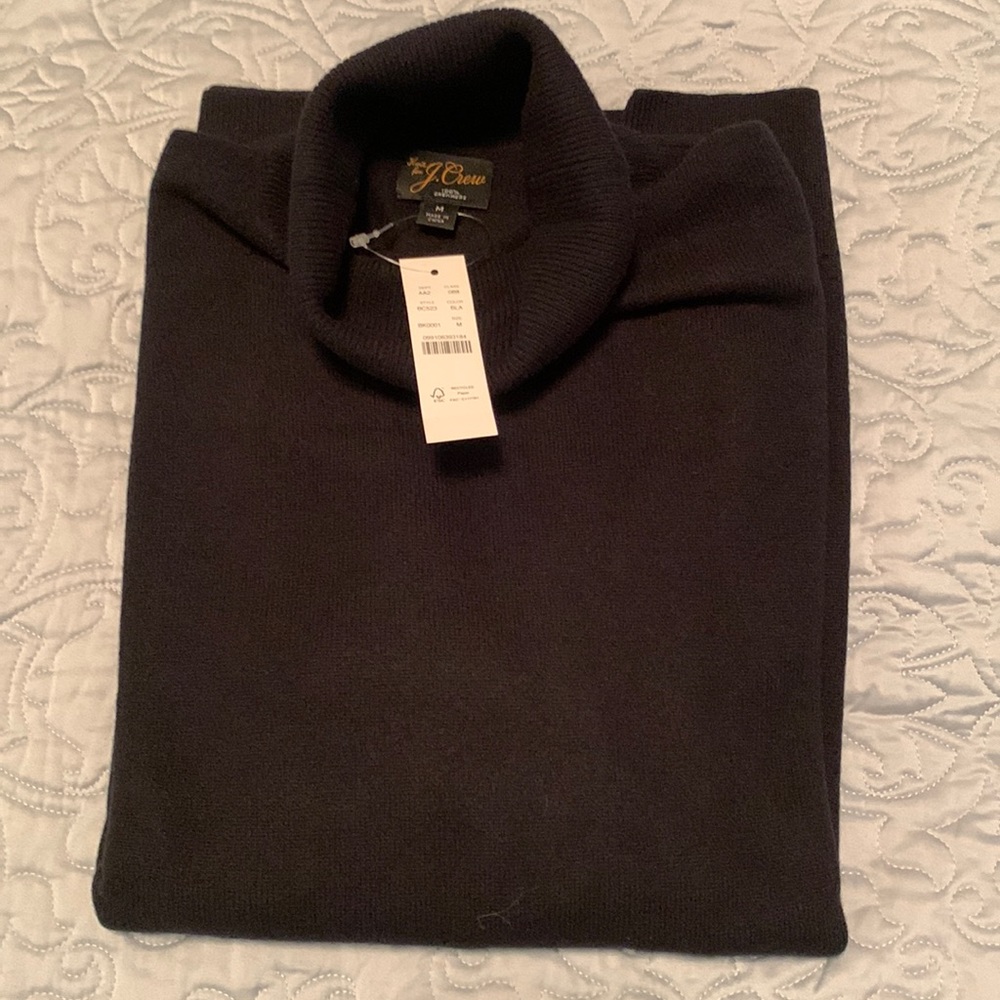 J Crew Cashmere Turtleneck Sweater Black Medium NWT